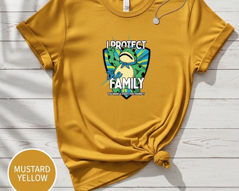 Funny Frog Wall Art Printable | I Protect The Family Digital Download | Cute Aggressive Animal Poster | Family Defender Quote Decor image 6