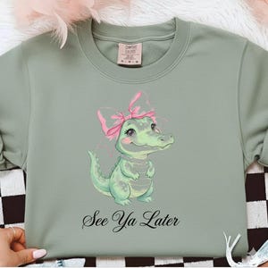 See Ya Later PNG | Coquette Bow Alligator Sublimation Design | Cute Gator Digital Download | Pink Bow Watercolor Clip Art | DTF Transfer