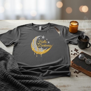 Gold Brushstroke PNG - Metallic Glitter Moon Hello Darkness Clipart