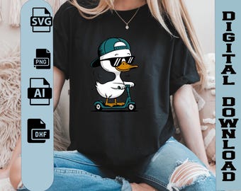 Immagine PNG del ragazzo oca, ragazzo estivo PNG, ragazzo oca sciocco, immagine di design del ragazzo scooter di SVGix, bambino estivo PNG, ragazzo estivo PNG