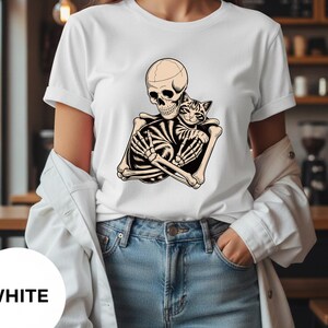 Skeleton Hugging Cat PNG Digital Download | Spooky Halloween Cat Lover Graphic Design | Funny Skeleton Cat Mom Dad Sublimation File
