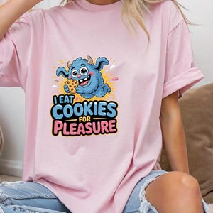 Funny Cookie Monster Printable Wall Art ,I Eat Cookies for Pleasure" Cute Digital Download | Whimsical Cartoon Kitchen Decor,| Kids Room PNG