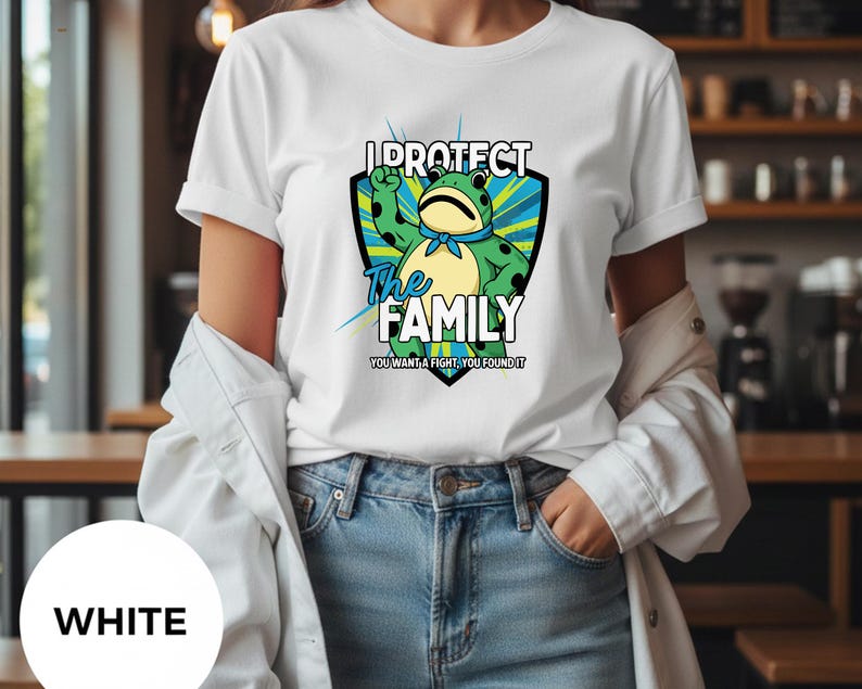 Funny Frog Wall Art Printable | I Protect The Family Digital Download | Cute Aggressive Animal Poster | Family Defender Quote Decor image 2