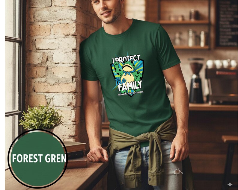 Funny Frog Wall Art Printable | I Protect The Family Digital Download | Cute Aggressive Animal Poster | Family Defender Quote Decor image 8