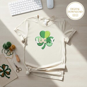 Lucky Bulldozer Crochet Texture PNG | 3D Puffed St Patricks Day Design | Knit Construction Sublimation | Faux Embroidery Chenille PNG Shirt
