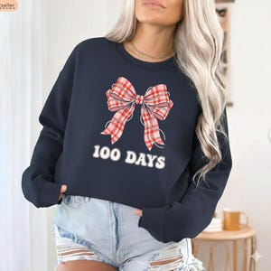 100 Days of School PNG | Red Plaid Coquette Bow Design | 100 Days Smarter Sublimation | Teacher Student Pink Retro School DTF Transfer File
