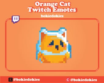 Mignon idiot pixélisé chat orange Twitch Emote/Badge