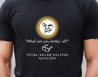 Total Solar Eclipse Tshirt, Grouchy Man in the Moon T-shirt, April 8 2024, Funny Eclipse Shirt, Eclipse Party Tee, Eclipse Eyeglasses Tee