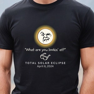 Total Solar Eclipse Tshirt, Grouchy Man in the Moon T-shirt, April 8 2024, Funny Eclipse Shirt, Eclipse Party Tee, Eclipse Eyeglasses Tee image 1