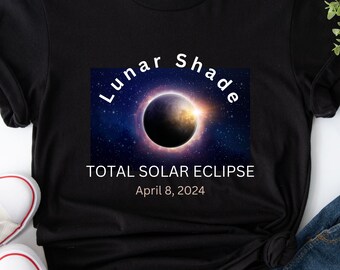 Total Solar Eclipse Tee, Lunar Shade, Beautiful Eclipse T-Shirt, Eclipse Photo on Shirt, April 8 2024, Eclipse Day T-Shirt, Best Eclipse Tee