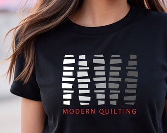 Modern Quilting T-Shirt, Gray Gradation Tee, T-Shirt for Improv Quilter, Modern Quilter Tee, Artistic Quilter Tee, Gift for Quilter, Quilt