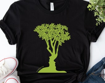 Optical Illusion T-Shirt, Tree Silhouette with Two Profiles, Two Profiles Tee, surprise me Tee, Artistic Illusion T-Shirt, Fun Gift for All