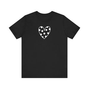Polka Dot Heart Tee, Black and White Fashion Tee, Casual Chic Tee, Gift for Mom Wife Sister Girlfriend Daughter, Cute Brunch Tee, Party Tee image 7