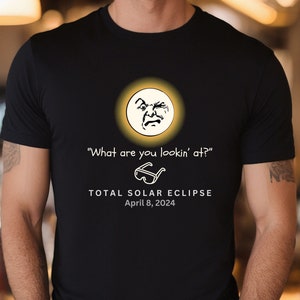 Total Solar Eclipse Tshirt, Grouchy Man in the Moon T-shirt, April 8 2024, Funny Eclipse Shirt, Eclipse Party Tee, Eclipse Eyeglasses Tee image 3