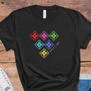 Quilting T-Shirt With Six Colorful Stars, Pretty Quilter Tee, Star Quilt T-Shirt, Gift for Quilter, Quilt Meeting Tee, Quilt Show Tee image 2