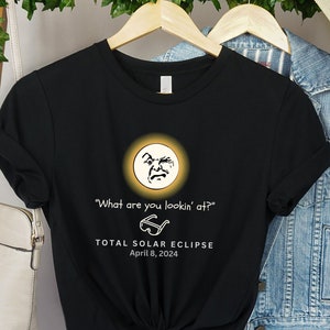 Total Solar Eclipse Tshirt, Grouchy Man in the Moon T-shirt, April 8 2024, Funny Eclipse Shirt, Eclipse Party Tee, Eclipse Eyeglasses Tee image 5