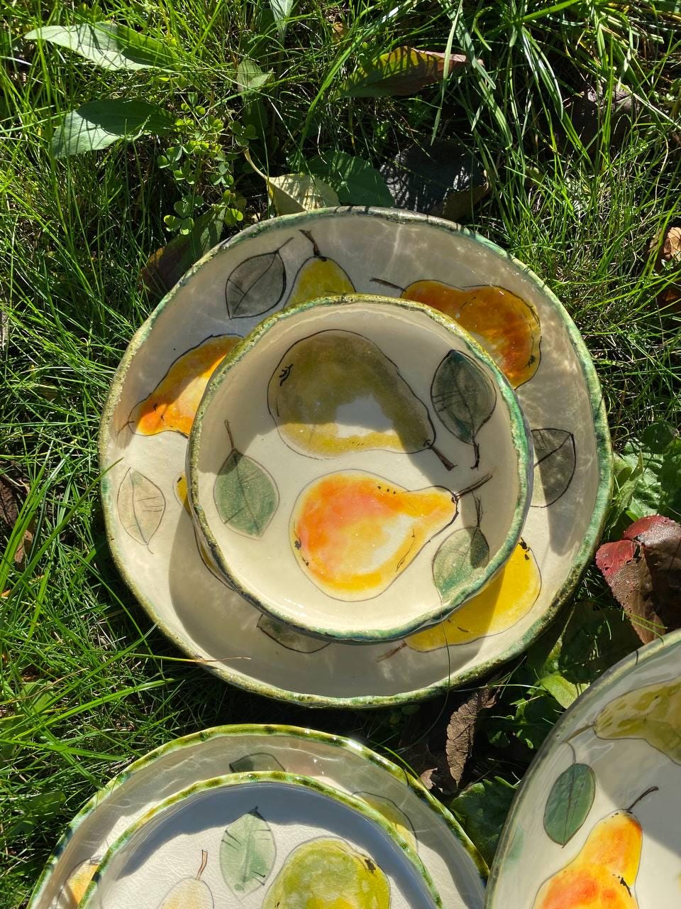 装飾的な側面付きセラミックプレート - 洋ナシデザイン - Etsy 日本