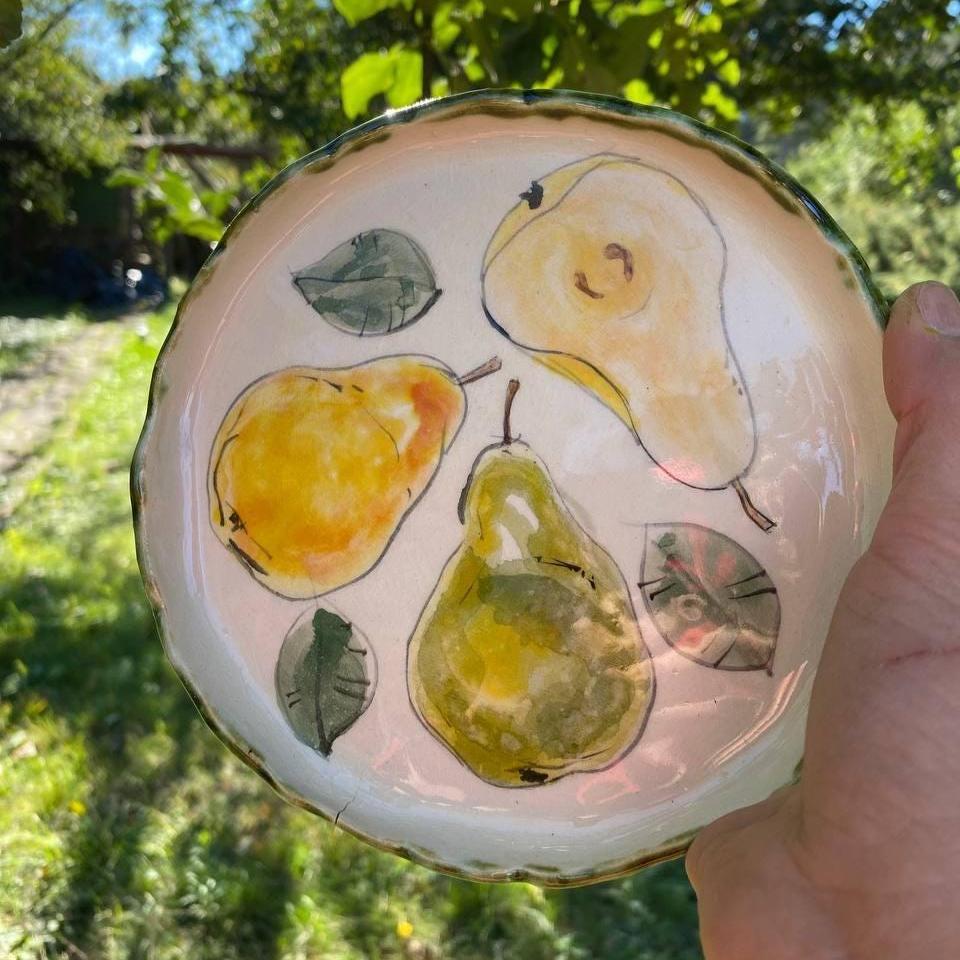 洋ナシ、陶器の装飾デザイン 装飾的な側面付きセラミックプレート - 洋ナシデザイン - Etsy 日本