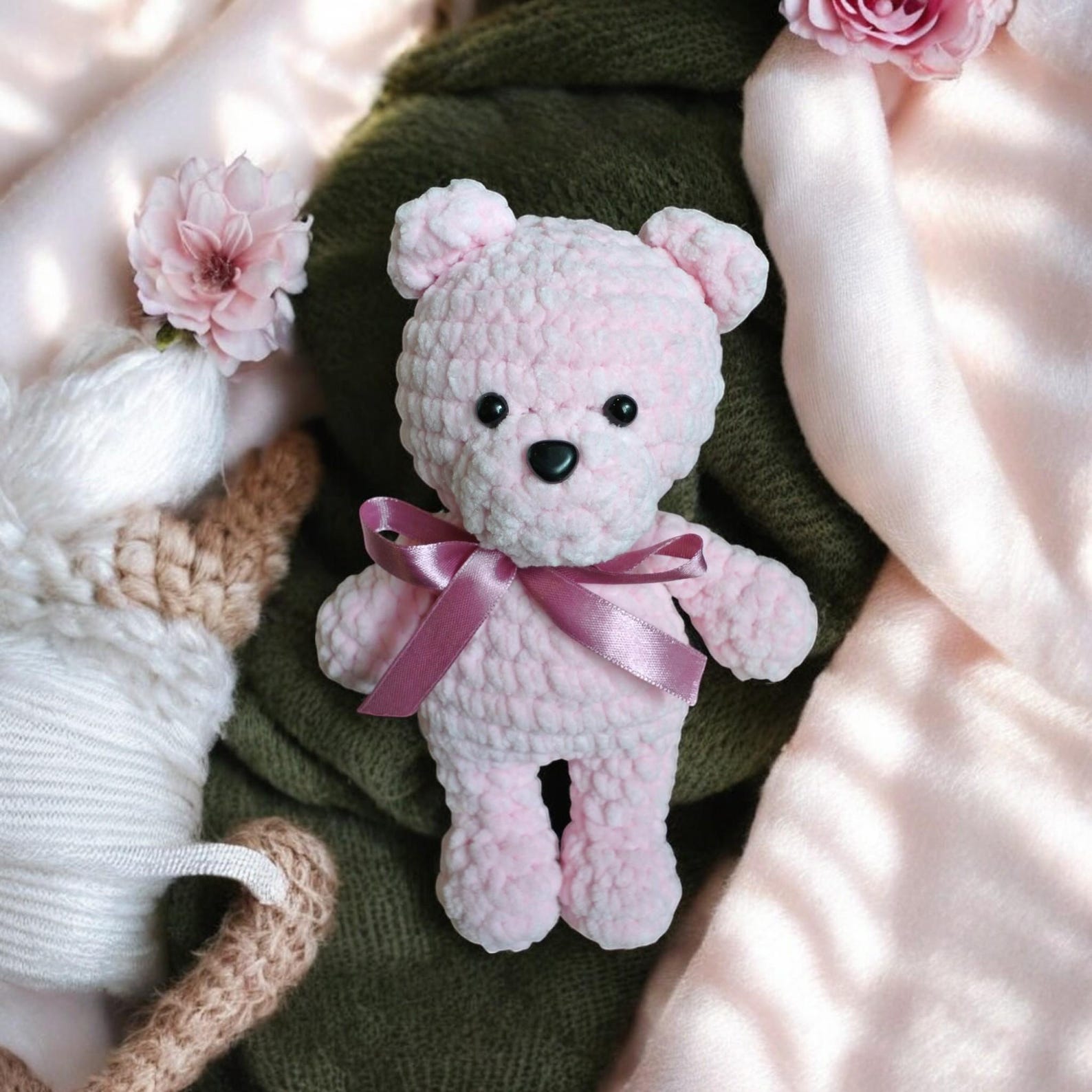 Pink Thread Teddy Adorable Pink Crochet Teddy Handmade Tiny Friend and Sweet Keepsake - Etsy