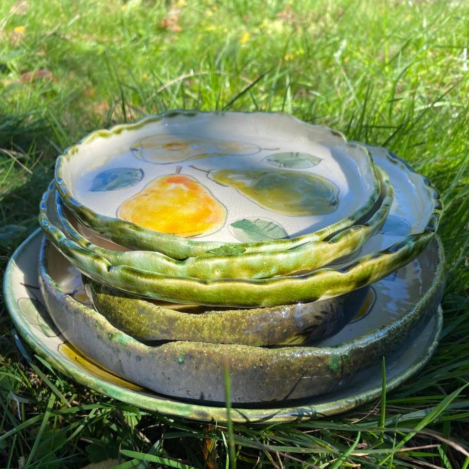 装飾的な側面付きセラミックプレート - 洋ナシデザイン - Etsy 日本