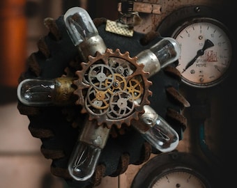 Steampunk locket with light bulbs, Valentines gifts