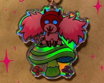 Dorohedoro Kikurage on a Mushroom Holographic 2.5” Acrylic Charm