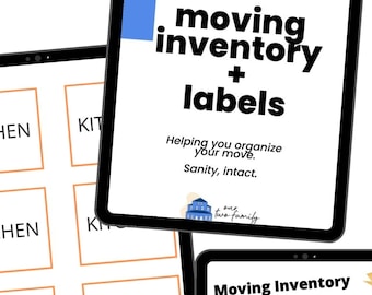 Moving Box Labels | Moving Inventory Tracker | Moving planner system