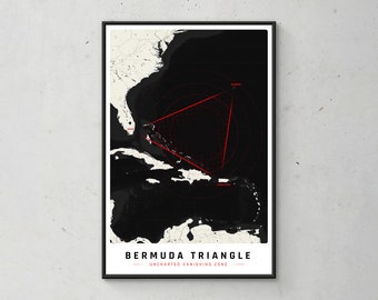 Bermuda Triangle Poster - Uncharted Vanishing Zone, Bermuda Triangle Map  Wall Art