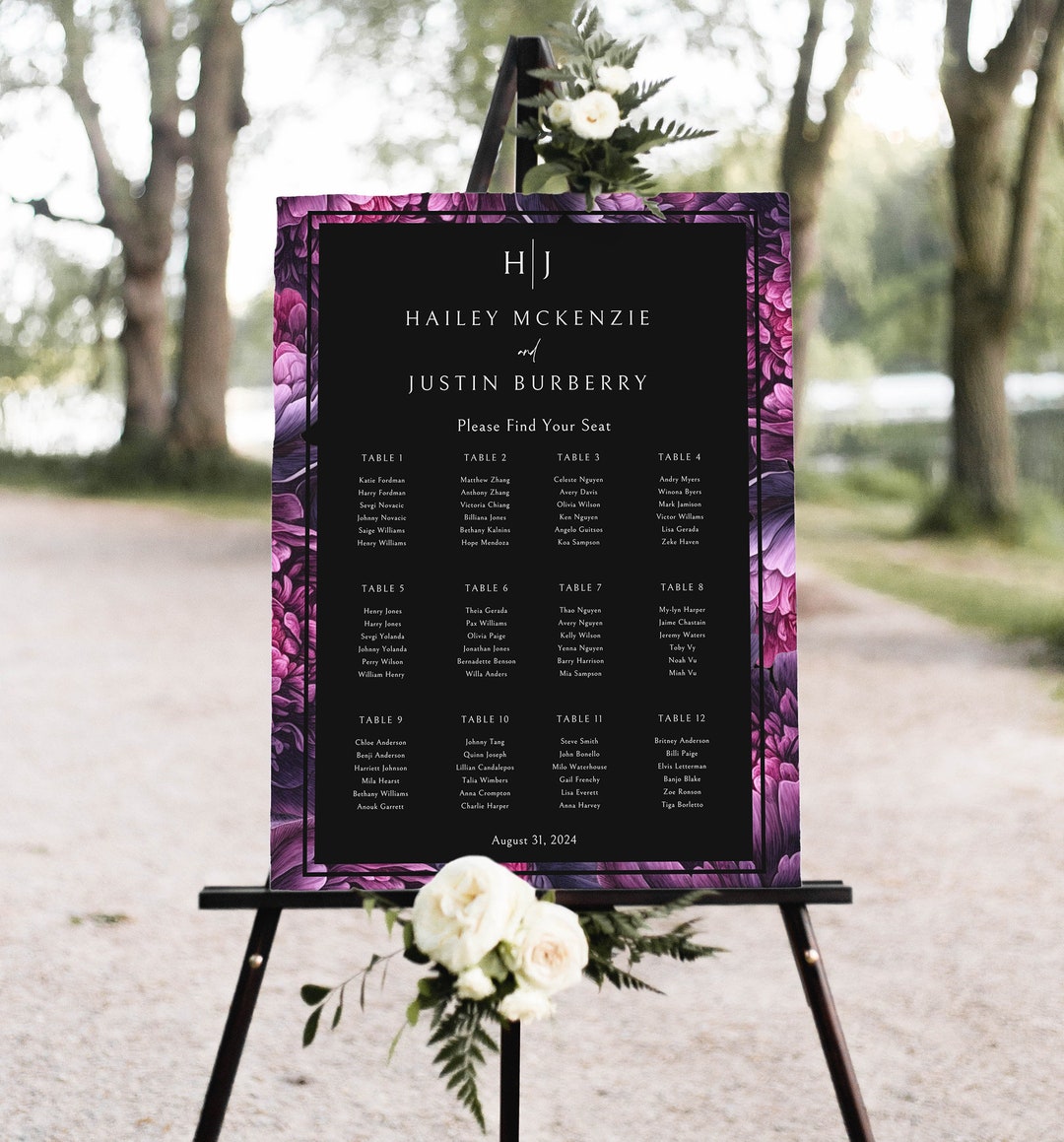 Editable Floral Wedding Seating Chart Canva Template Seating - Etsy ...