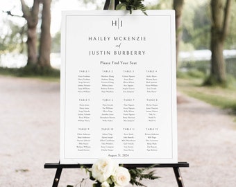 Editable Minimalistic Wedding Seating Chart, CANVA Template, Seating Sign, Welcome Sign, Wedding Chart, take your seat, modern seating sign