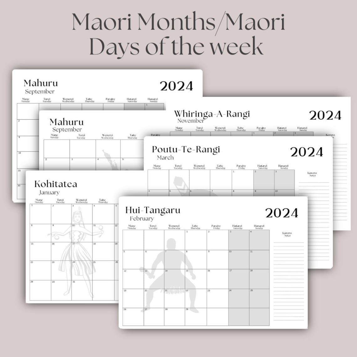 maori-calendar-maori-new-zealand-calendar-maori-wall-etsy-australia