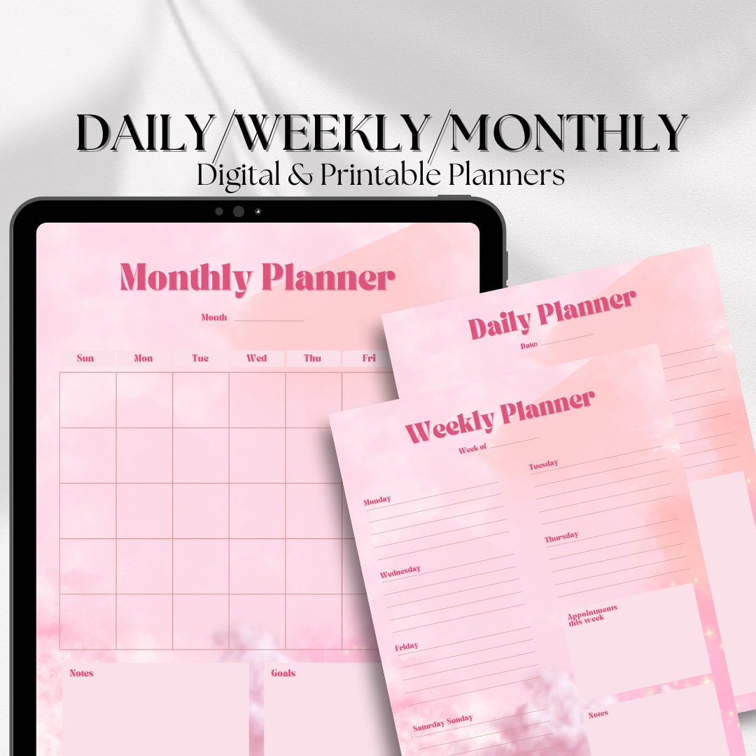 Daily Planner Weekly Planner Printable Monthly Planner - Etsy