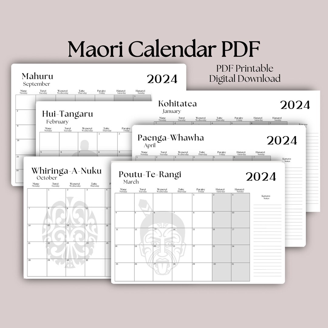 Maori Calendar Maori New Zealand Calendar Maori Wall Etsy Australia