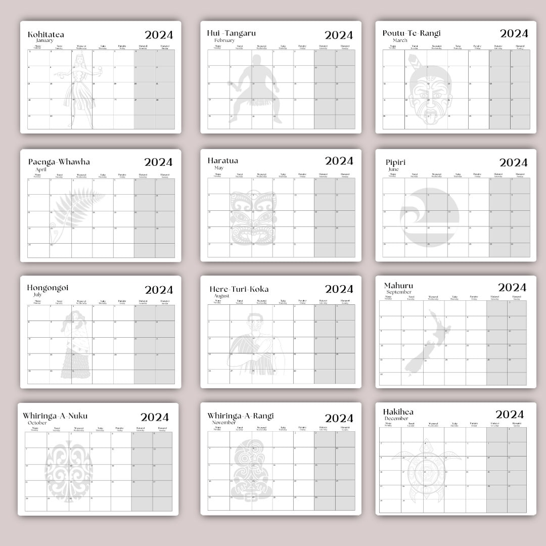 Maori Maori Calendar Printable Calendar Calendar Digital Etsy Australia