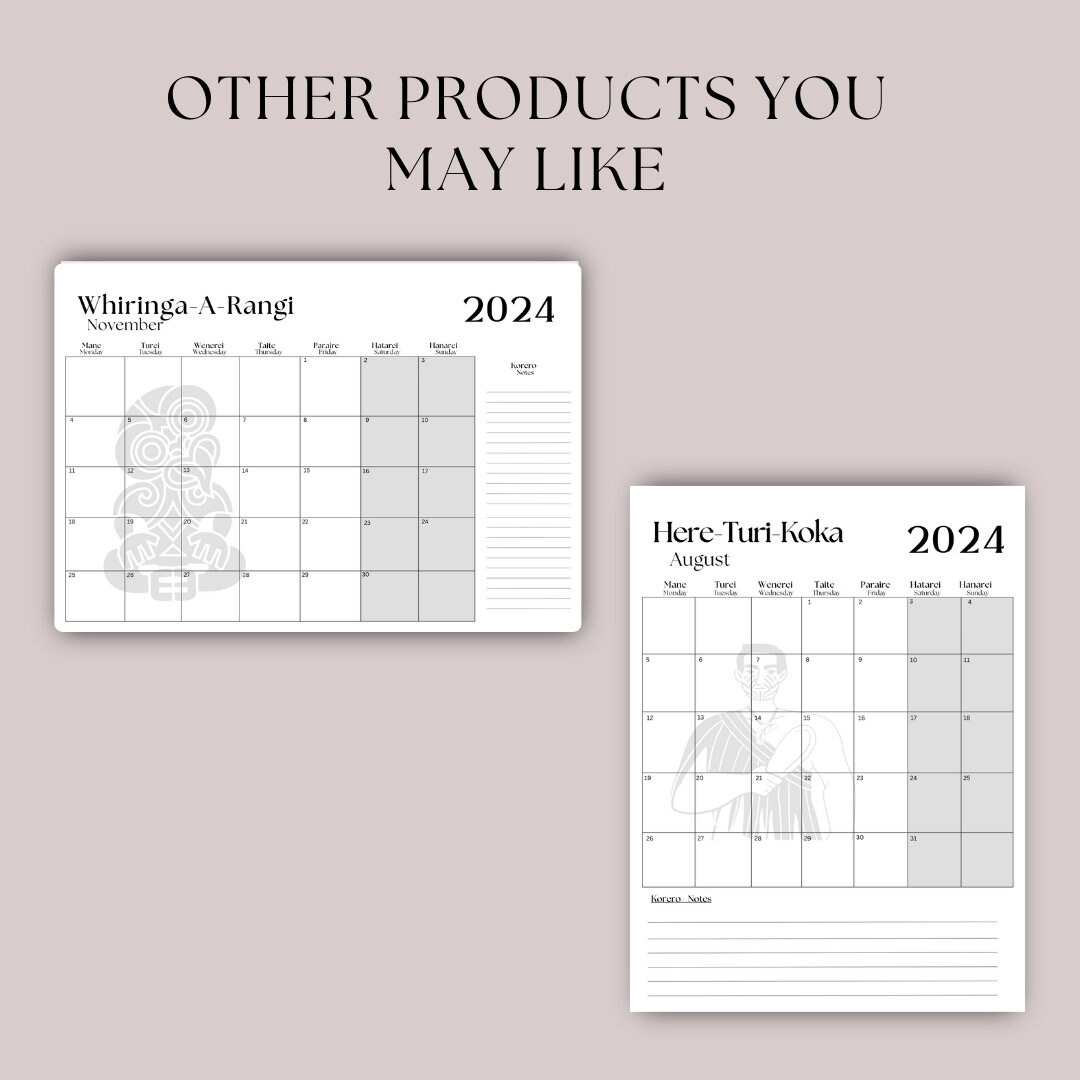 Maori Maori Calendar Printable Calendar Calendar Digital Etsy Australia
