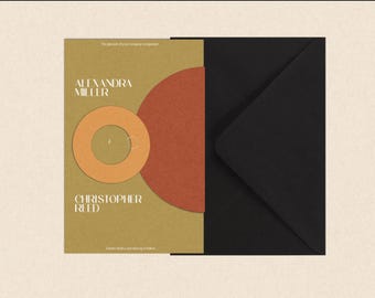 Modern Stacked Wedding Invitation Suite: Mid-Century Design
