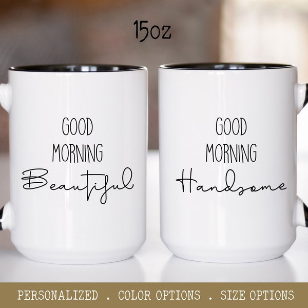 Couple Coffee Mugs, Good Morning Matching Cups, Anniversary Mug Set, Gift for Couple