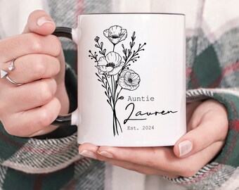 Personalized Auntie Mug, Custom Gift for Aunt, Auntie Birthday