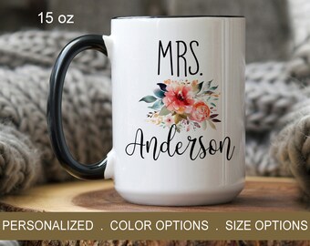 Custom Mrs Mug, Future Mrs Wedding Mug, Personalized Gift for Bride, Wedding Favor Mug