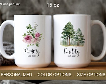 Mom and Dad Mugs, New Mom Gift, New Parent Gift, First Time Dad Mug Dad Est Mug, Daddy Mug, Mommy Mug, Expecting Parent, Baby Shower Gift