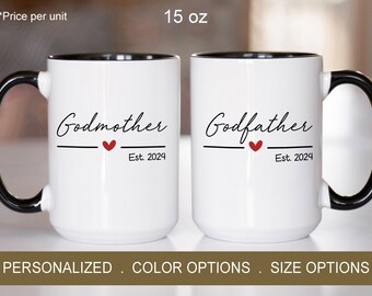 Godmother Godfather Mug Custom Godparents Mug, Personalized Godparents Gift Idea, Baby Announcement, Confirmation Gifts
