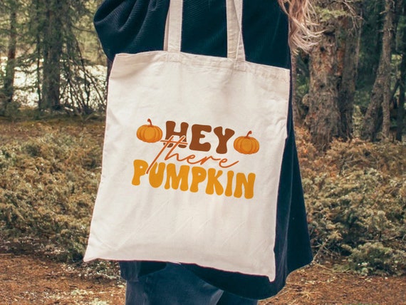 Pumpkin Tote Bag For Friend, Fall Tote Bag Gift, Autumn Lover Gift for Girlfriend, Canvas Tote Bag Gift