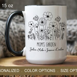 Custom Grandma Mug Gift, Moms Garden Mug Custom, Plant Mom Mug, Gift For Grandma Mom, Mug With Names, Personalized Cup