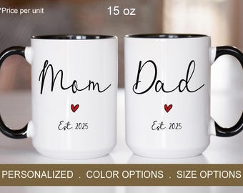 First Time Mom and Dad Mugs, New Mom Mug, New Daddy Mug, Baby Shower Gift, New Parents Mug, New Mommy and Daddy, Pregnancy Reveal