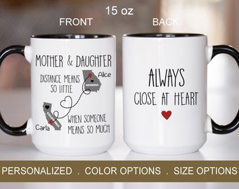 Mother Daughter Long Distance State Mug, Custom Gift from Daughter, Custom Gift for Mom