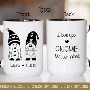 Custom Gnome Mug, Personalized Valentine's Gift, Valentine's Day Mug, Couples Gift