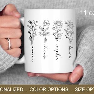 Custom Birth Month Flower Mug, Birth Flower Mug, Custom Mom Mug, Mothers Day Mug, Plant Mom Mug