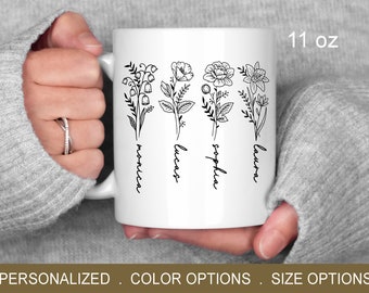 Custom Birth Month Flower Mug, Birth Flower Mug, Custom Mom Mug, Mothers Day Mug, Plant Mom Mug