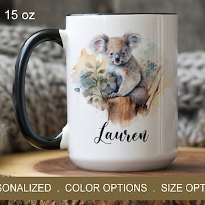 Koala Mug Custom Name, Koala Lover Gift For Her, Personalized Cup Gift Ideas, Animal Lover Mug