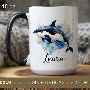Custom Whale Mug With Name, Whale Lover Gift, Ocean Lover Gift, Sea Animal Lover